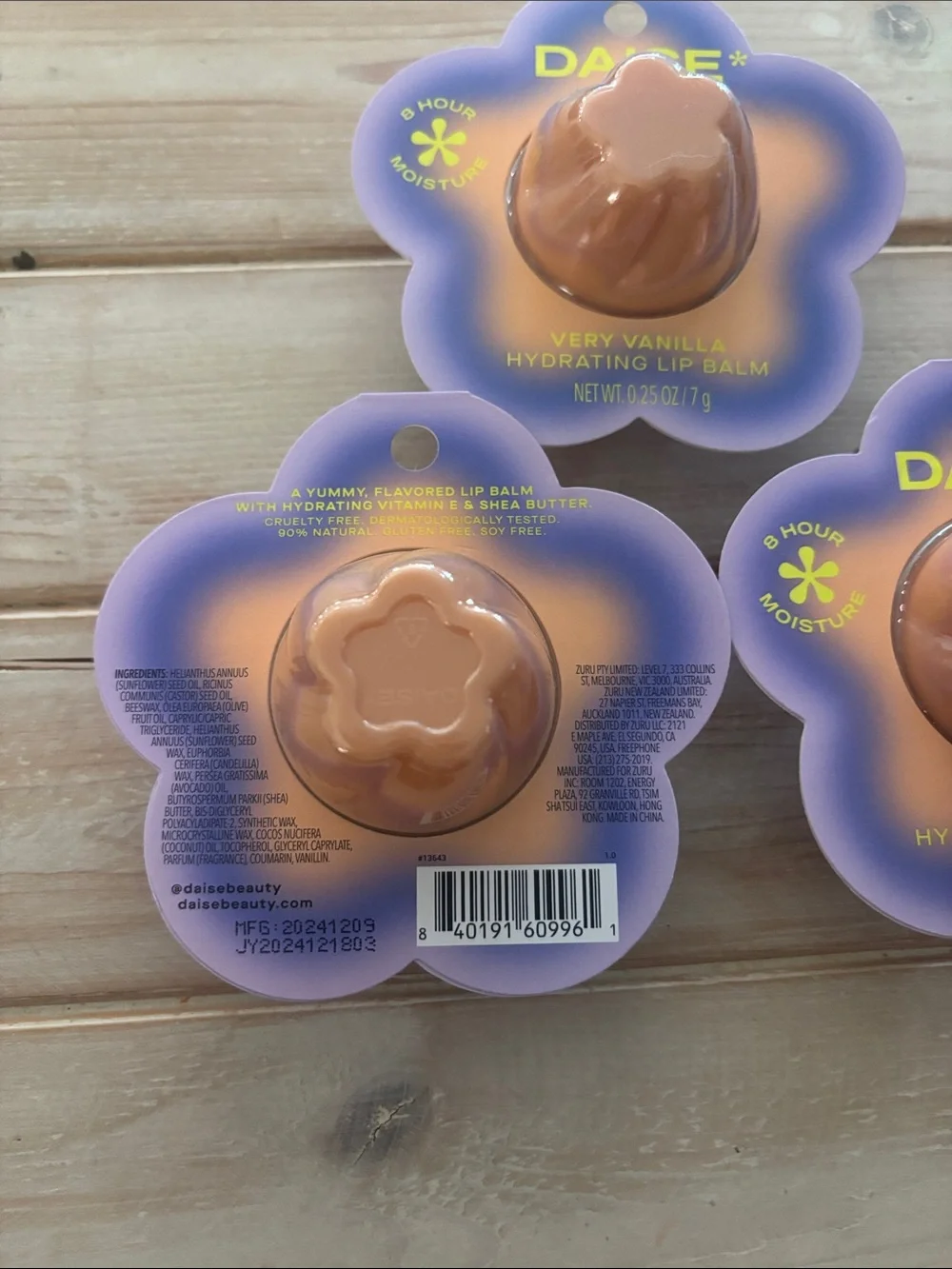 Daise Very Vanilla Hydrating Lip Balm set of 3 (729)